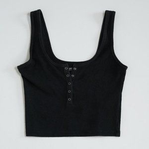 Abercrombie Button Henley Crop Rib Tank